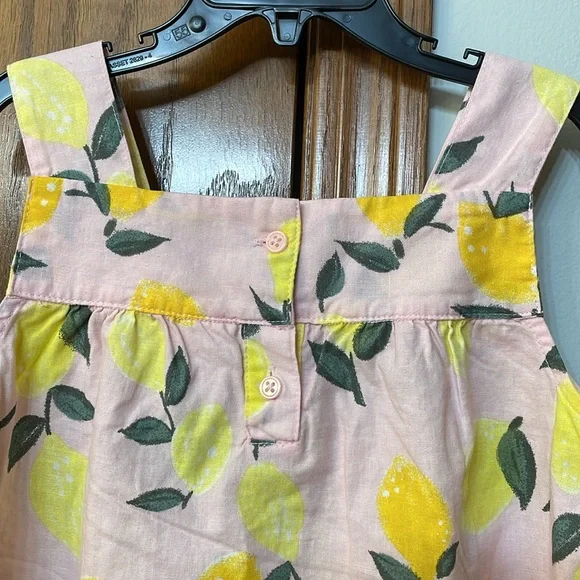CARTERS NWT Girls Size 7 Lemon Print tank top pink yellow linen cotton 🍋 - Picture 8 of 11